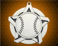 2 1/4 inch Silver Baseball Super Star Medal