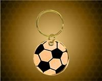 1 1/2 Inch Gold Soccer Brass Key Ring