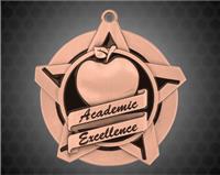 2 1/4 inch Bronze Academic Excellence Super Star Medal