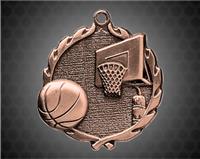 1 3/4 inch Bronze Basketball Wreath Medal