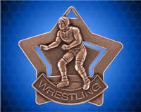 2 1/4 inch Bronze Wrestling Star Medal